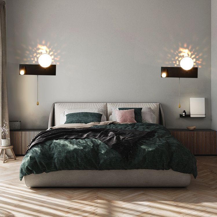 Creative PC Iron Globe Rectangle LED Wall Sconce Lamp