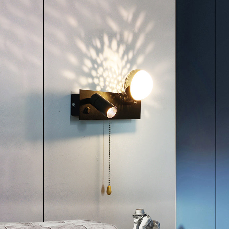 Creative PC Iron Globe Rectangle LED Wall Sconce Lamp