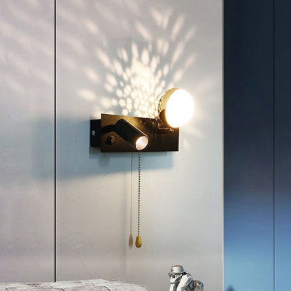 Creative PC Iron Globe Rectangle LED Wall Sconce Lamp