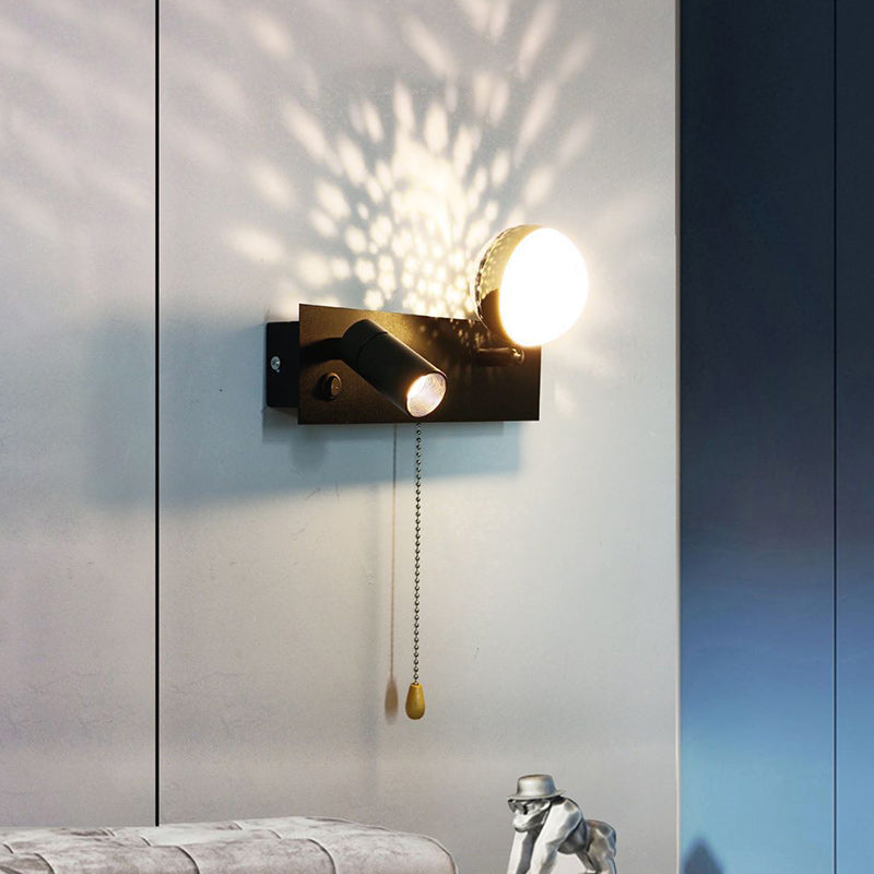 Creative PC Iron Globe Rectangle LED Wall Sconce Lamp