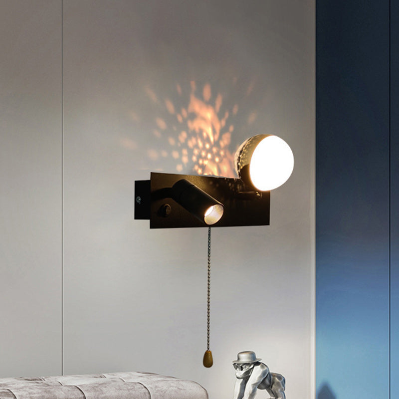 Creative PC Iron Globe Rectangle LED Wall Sconce Lamp