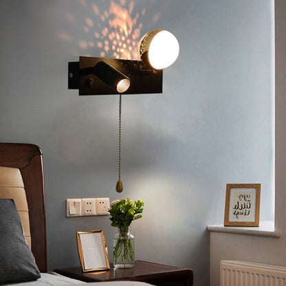 Creative PC Iron Globe Rectangle LED Wall Sconce Lamp
