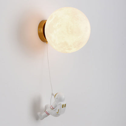Deco Iron Astronaut Planet Design 1-Light Wall Sconce Lamp