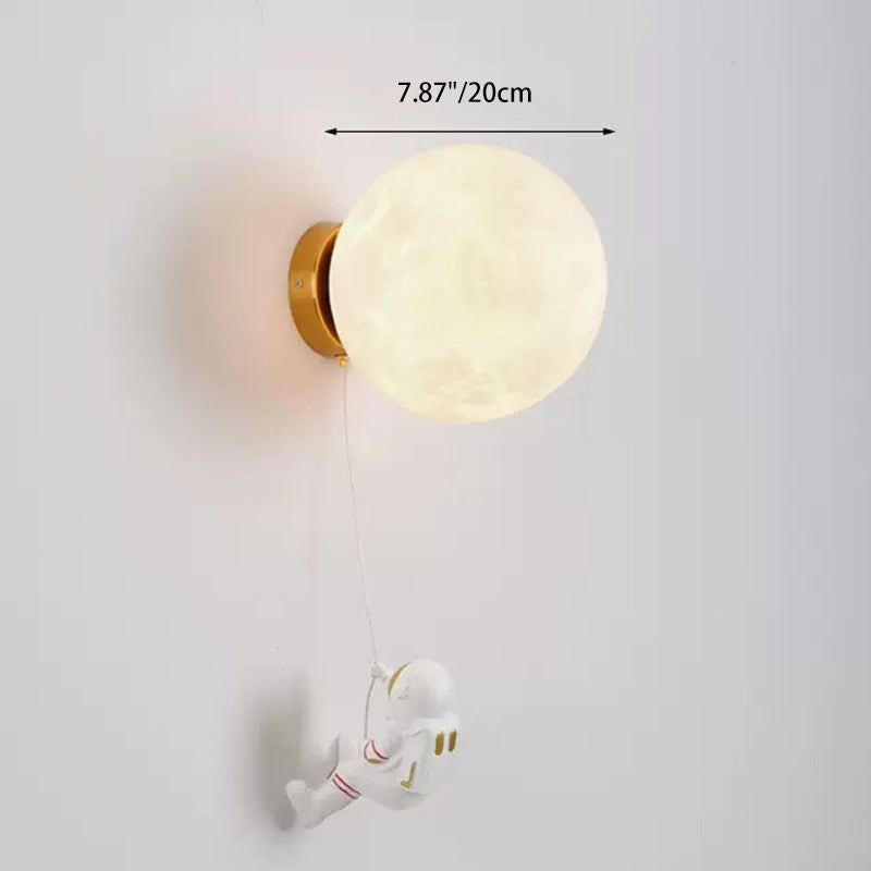 Deco Iron Astronaut Planet Design 1-Light Wall Sconce Lamp