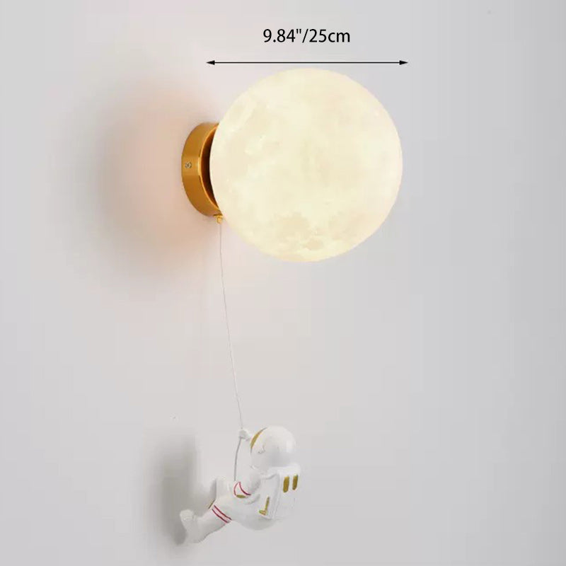 Deco Iron Astronaut Planet Design 1-Light Wall Sconce Lamp