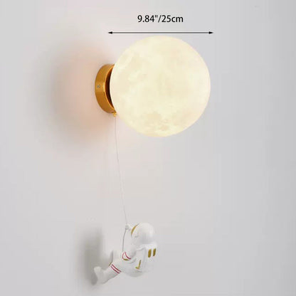 Deco Iron Astronaut Planet Design 1-Light Wall Sconce Lamp