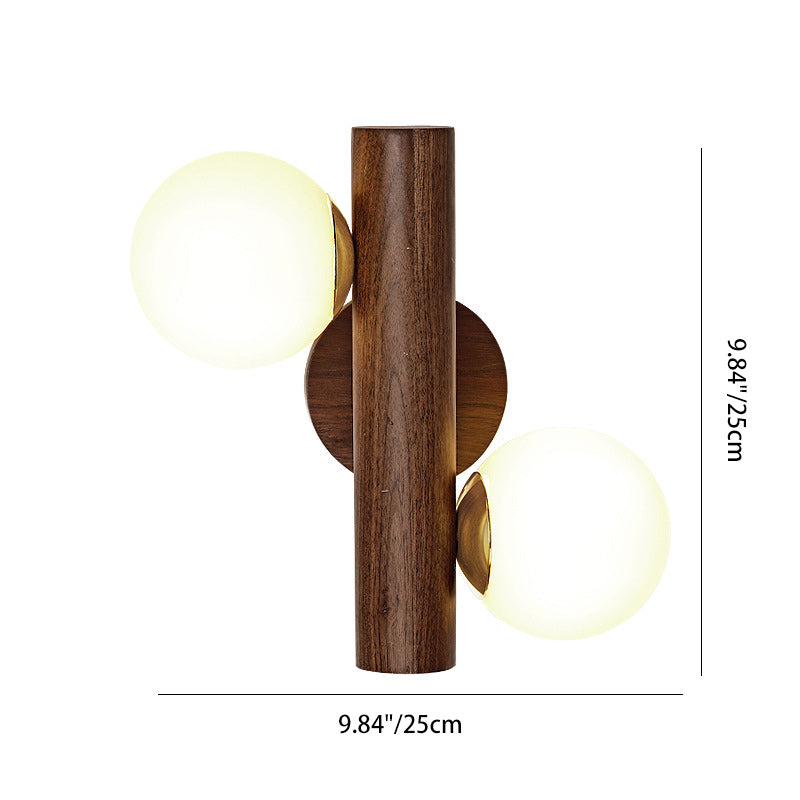 Scandinavian Glass Cylinder Globe 2-Light Wall Sconce Lamp
