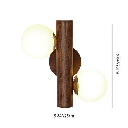 Scandinavian Glass Cylinder Globe 2-Light Wall Sconce Lamp