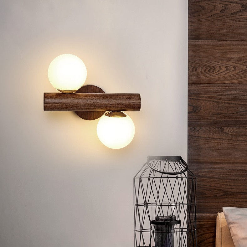 Scandinavian Glass Cylinder Globe 2-Light Wall Sconce Lamp