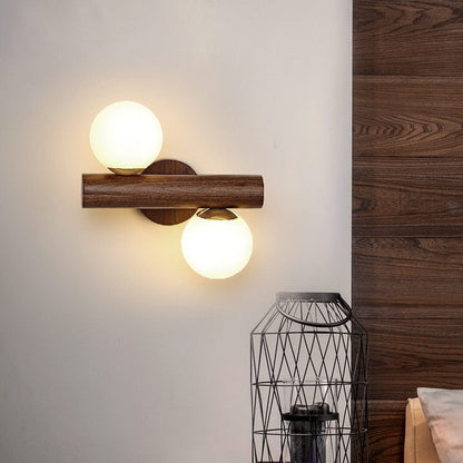 Scandinavian Glass Cylinder Globe 2-Light Wall Sconce Lamp