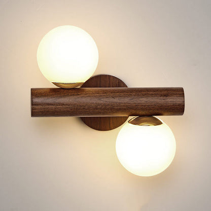 Scandinavian Glass Cylinder Globe 2-Light Wall Sconce Lamp