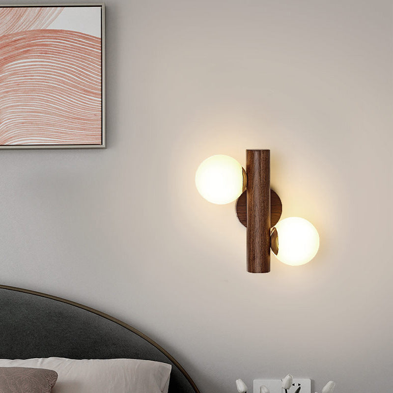 Scandinavian Glass Cylinder Globe 2-Light Wall Sconce Lamp
