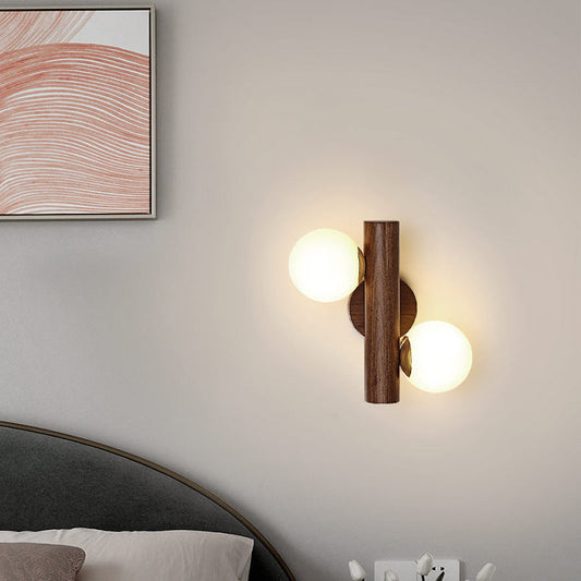 Scandinavian Glass Cylinder Globe 2-Light Wall Sconce Lamp