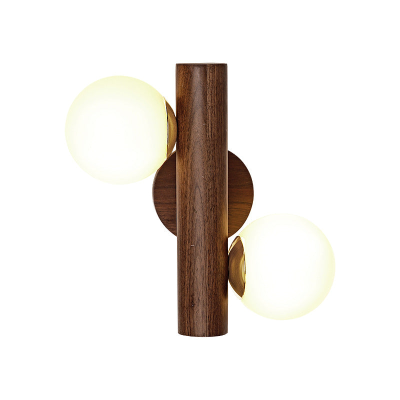 Scandinavian Glass Cylinder Globe 2-Light Wall Sconce Lamp
