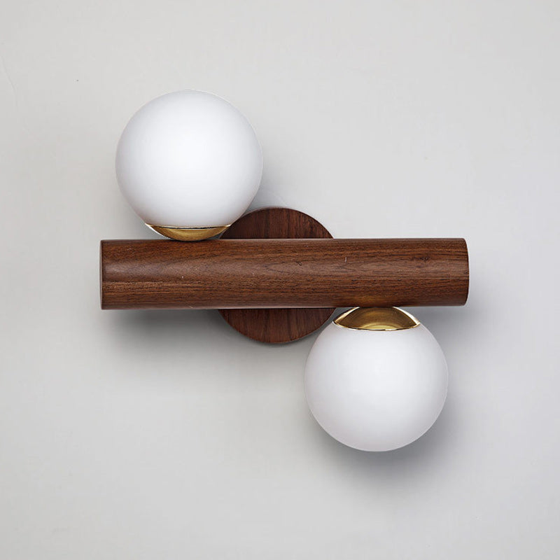 Scandinavian Glass Cylinder Globe 2-Light Wall Sconce Lamp
