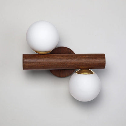 Scandinavian Glass Cylinder Globe 2-Light Wall Sconce Lamp