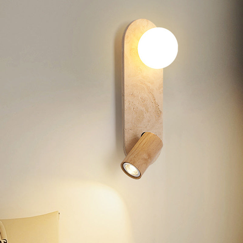 Travertine Glass Square Oval Globe 2-Light Wall Sconce Lamp