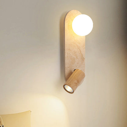Travertine Glass Square Oval Globe 2-Light Wall Sconce Lamp