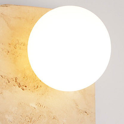 Travertine Glass Square Oval Globe 2-Light Wall Sconce Lamp