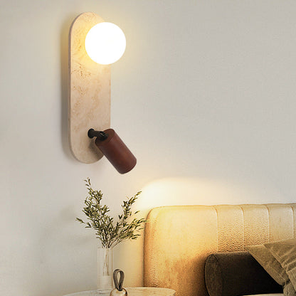 Travertine Glass Square Oval Globe 2-Light Wall Sconce Lamp