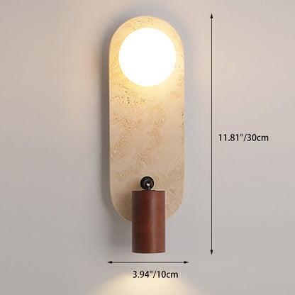 Travertine Glass Square Oval Globe 2-Light Wall Sconce Lamp