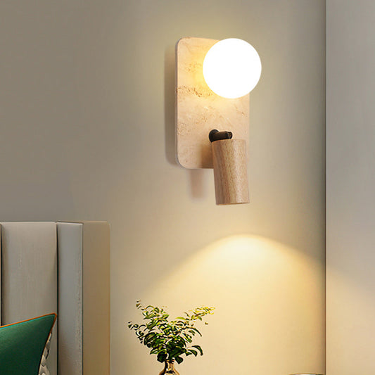 Travertine Glass Square Oval Globe 2-Light Wall Sconce Lamp