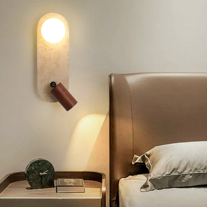 Travertine Glass Square Oval Globe 2-Light Wall Sconce Lamp
