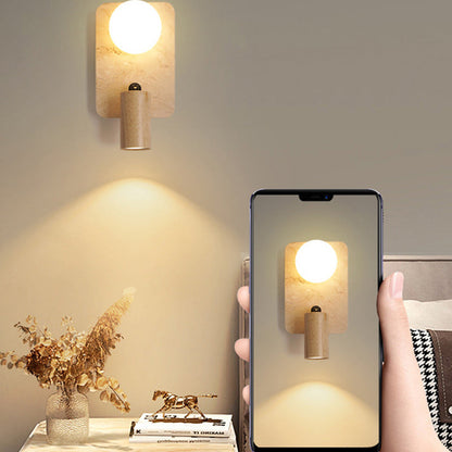 Travertine Glass Square Oval Globe 2-Light Wall Sconce Lamp