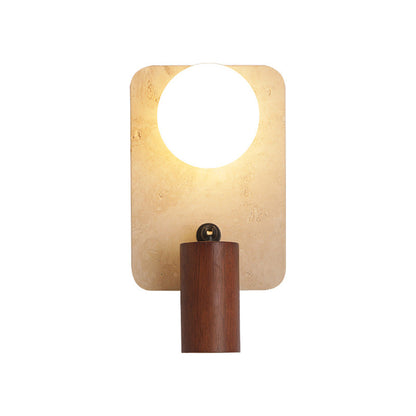 Travertine Glass Square Oval Globe 2-Light Wall Sconce Lamp