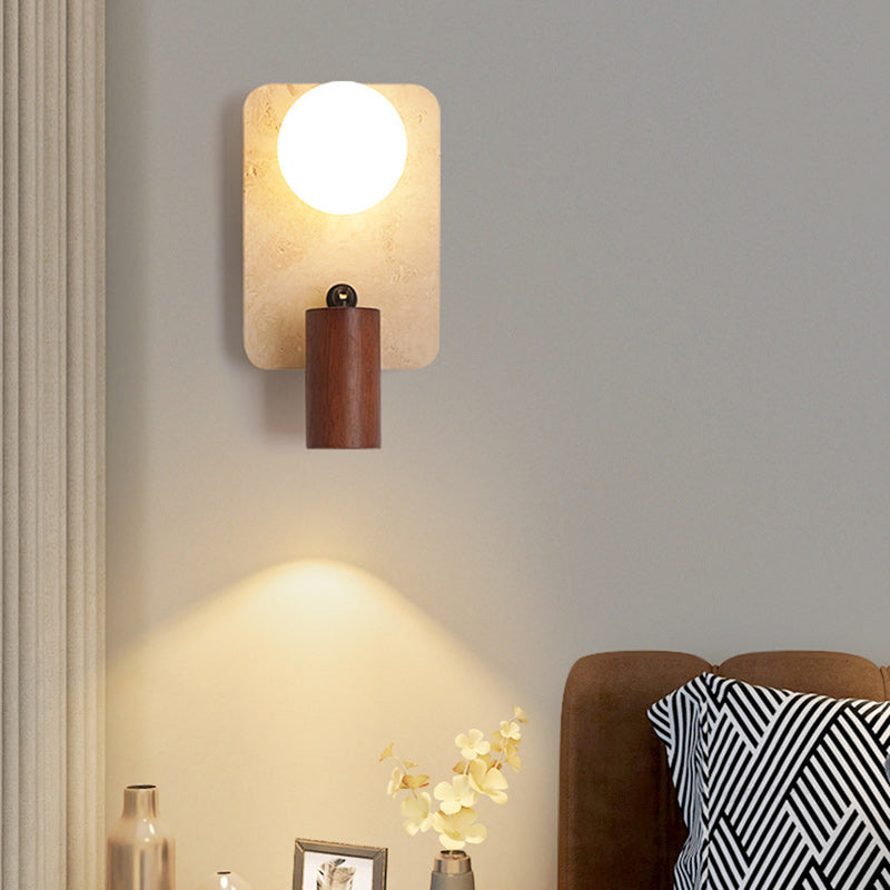 Travertine Glass Square Oval Globe 2-Light Wall Sconce Lamp