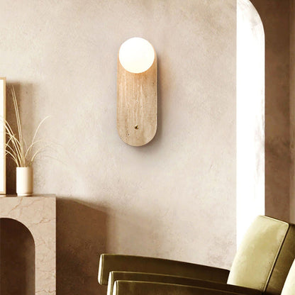 Japanese Glass Oval Round 1-Light Wall Sconce Lamp