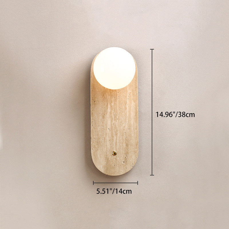 Japanese Glass Oval Round 1-Light Wall Sconce Lamp