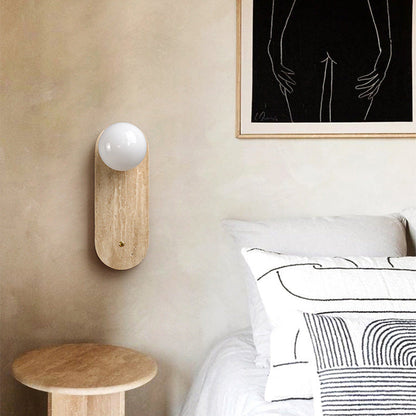 Japanese Glass Oval Round 1-Light Wall Sconce Lamp