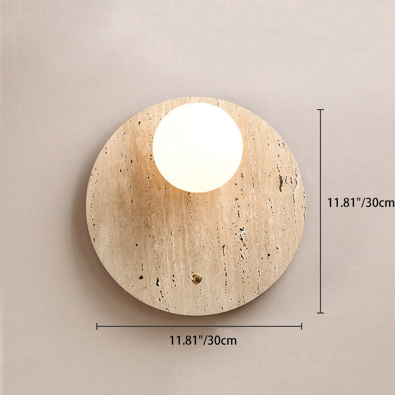 Japanese Glass Oval Round 1-Light Wall Sconce Lamp