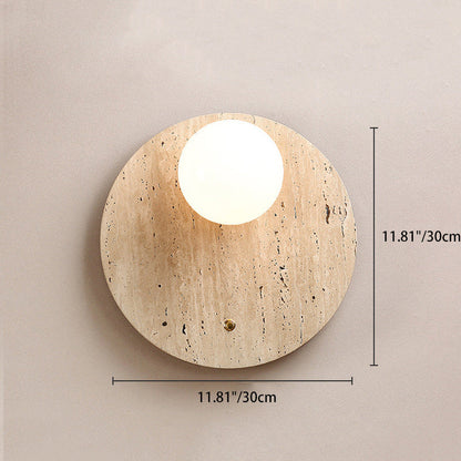 Japanese Glass Oval Round 1-Light Wall Sconce Lamp