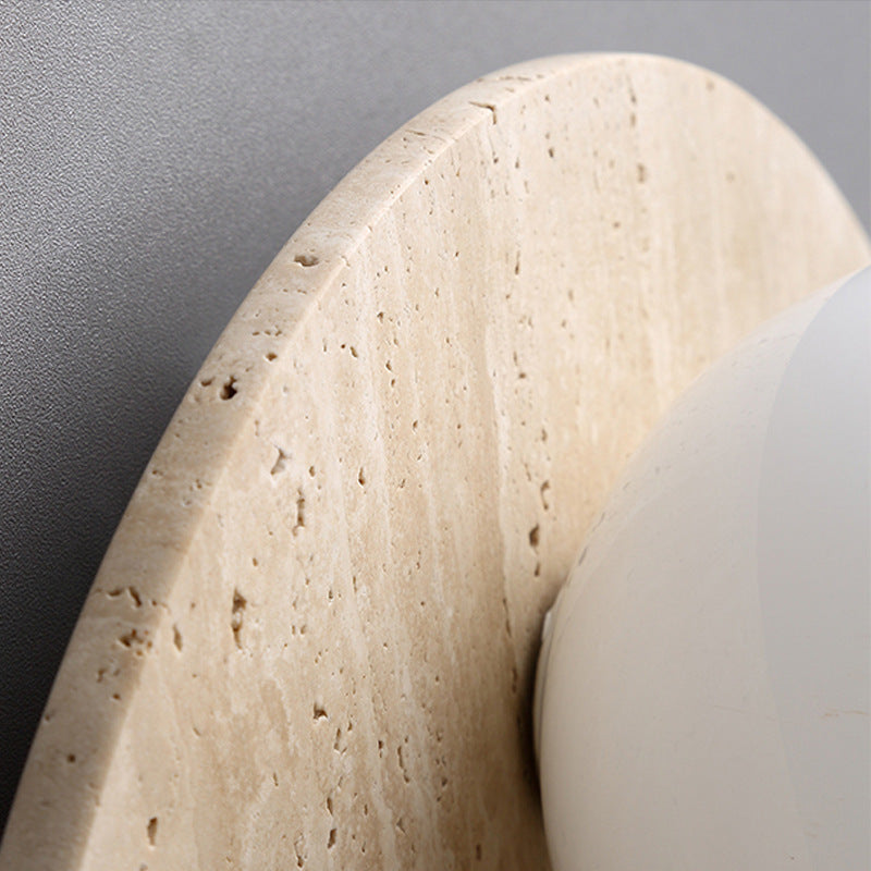 Japanese Glass Oval Round 1-Light Wall Sconce Lamp