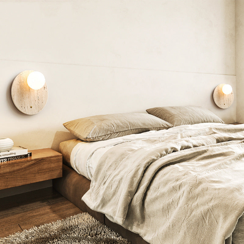 Japanese Glass Oval Round 1-Light Wall Sconce Lamp