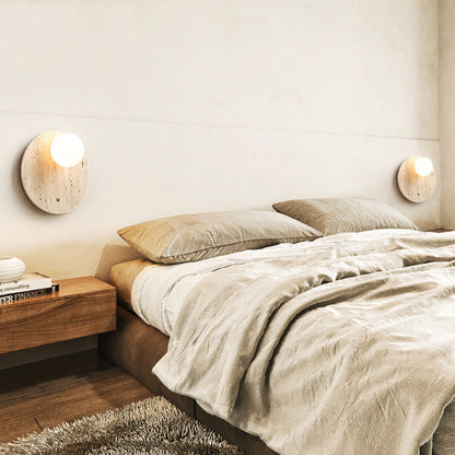 Japanese Glass Oval Round 1-Light Wall Sconce Lamp