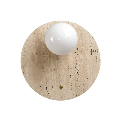Japanese Glass Oval Round 1-Light Wall Sconce Lamp