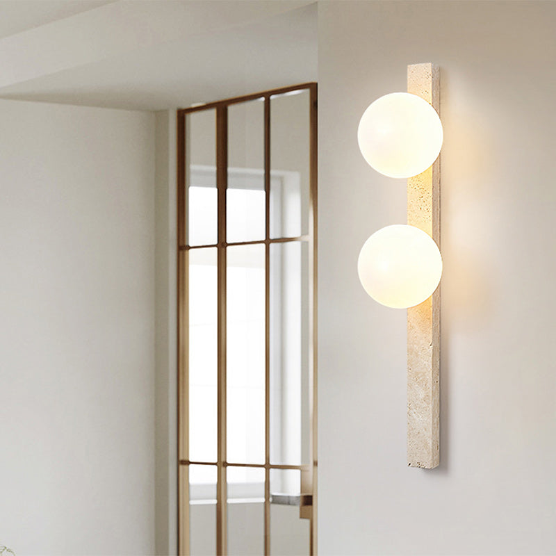 Travertine Glass Linear Globe 1/2/3-Lights Wall Sconce Lamp