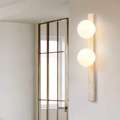 Travertine Glass Linear Globe 1/2/3-Lights Wall Sconce Lamp
