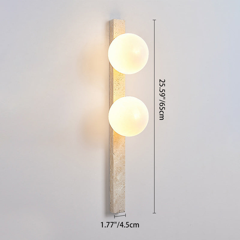 Travertine Glass Linear Globe 1/2/3-Lights Wall Sconce Lamp