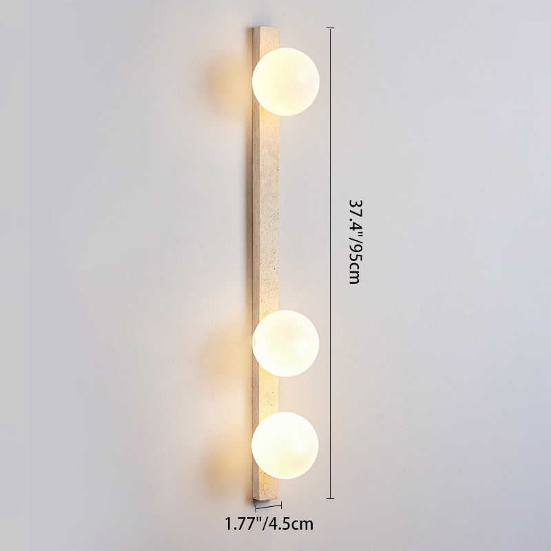 Travertine Glass Linear Globe 1/2/3-Lights Wall Sconce Lamp