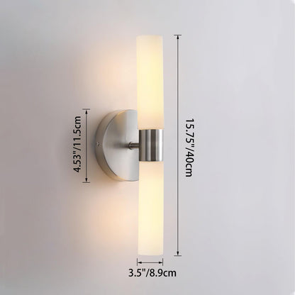 Glass Iron Cylindrical Round 2-Light Wall Sconce Lamp