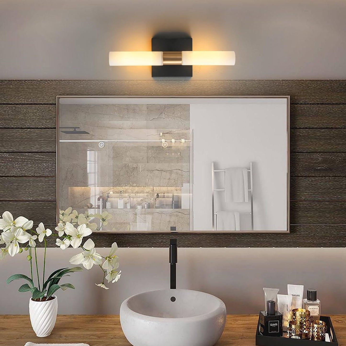 Glass Iron Cylindrical Round 2-Light Wall Sconce Lamp