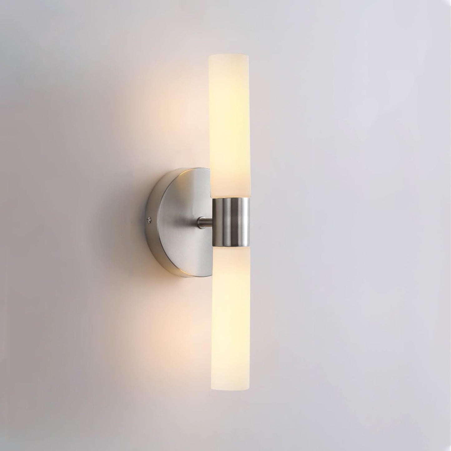 Glass Iron Cylindrical Round 2-Light Wall Sconce Lamp