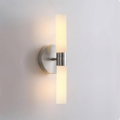 Glass Iron Cylindrical Round 2-Light Wall Sconce Lamp