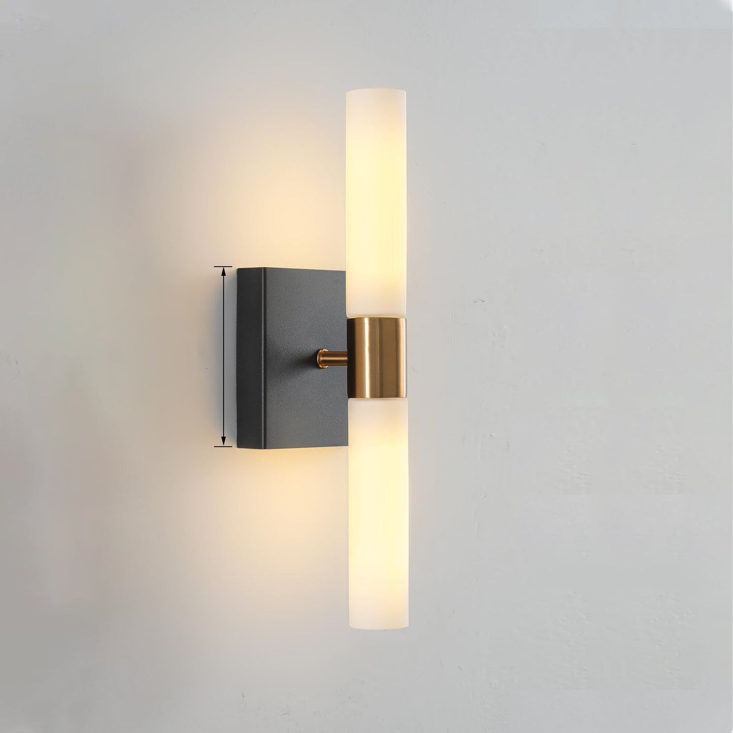 Glass Iron Cylindrical Round 2-Light Wall Sconce Lamp