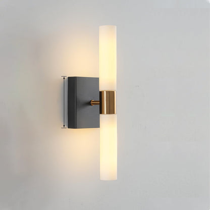 Glass Iron Cylindrical Round 2-Light Wall Sconce Lamp
