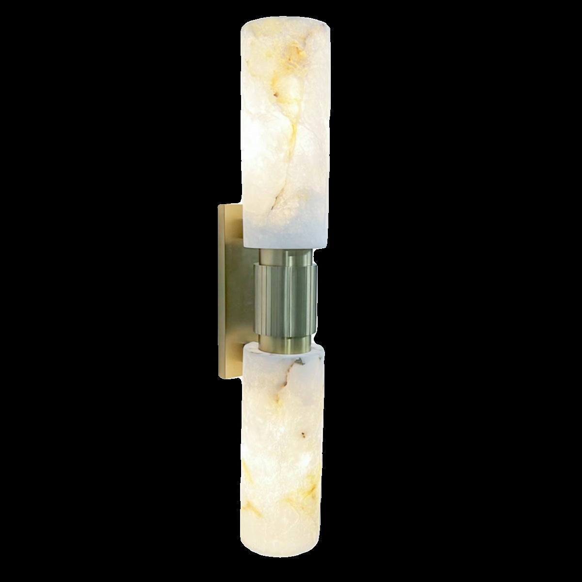 Natural & Brass Cylinder Round 2-Light Wall Sconce Lamp